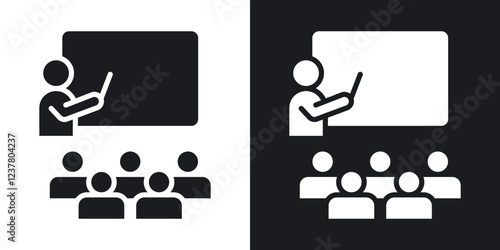 Classroom icons in solid black and white collection