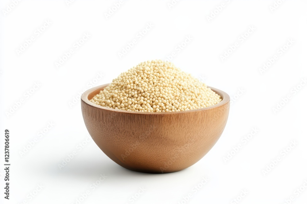 Amaranth pops in bowl popped grains isolated on white background