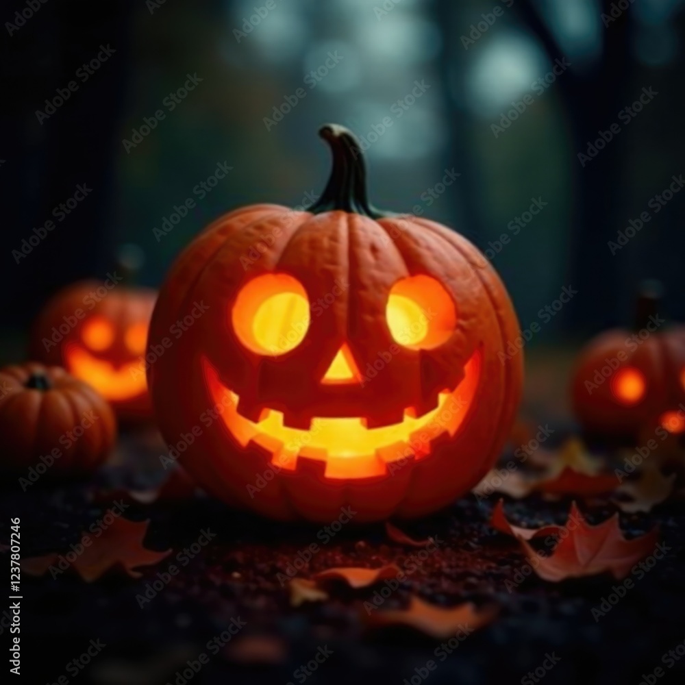 Jack-o-lantern pumpkin carving with eerie glow, autumn evening, spooky atmosphere, pumpkin lanterns Jack-o-lantern pumpkin carving with eerie glow, autumn evening, spooky atmosphere, pumpkin lanterns