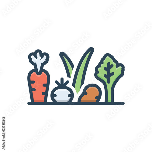 Color illustration icon for vegetable garden