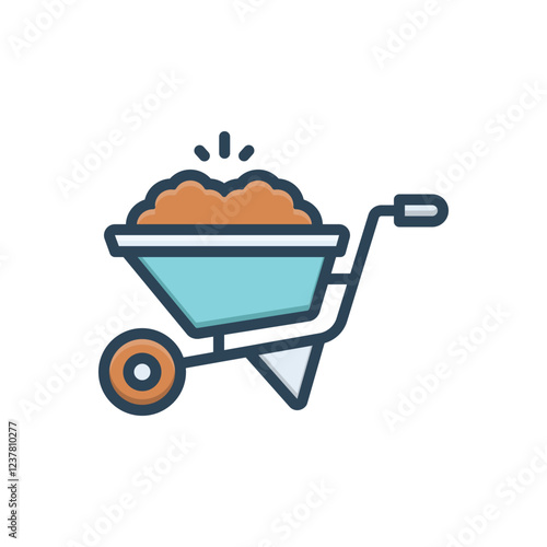 Color illustration icon for wheelbarrow