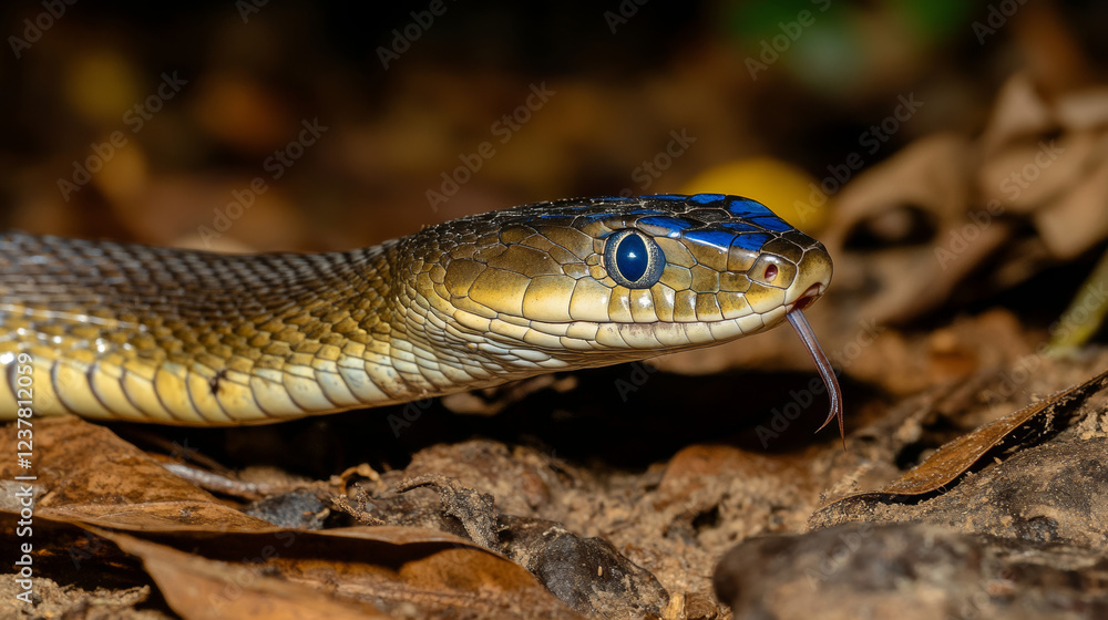 Blue viper snake closeup face, head of viper snake, Blue insularis, Trimeresurus Insularis, animal closeup Blue viper snake closeup face, head of viper snake, Blue insularis, Trimeresurus Insularis, animal closeup