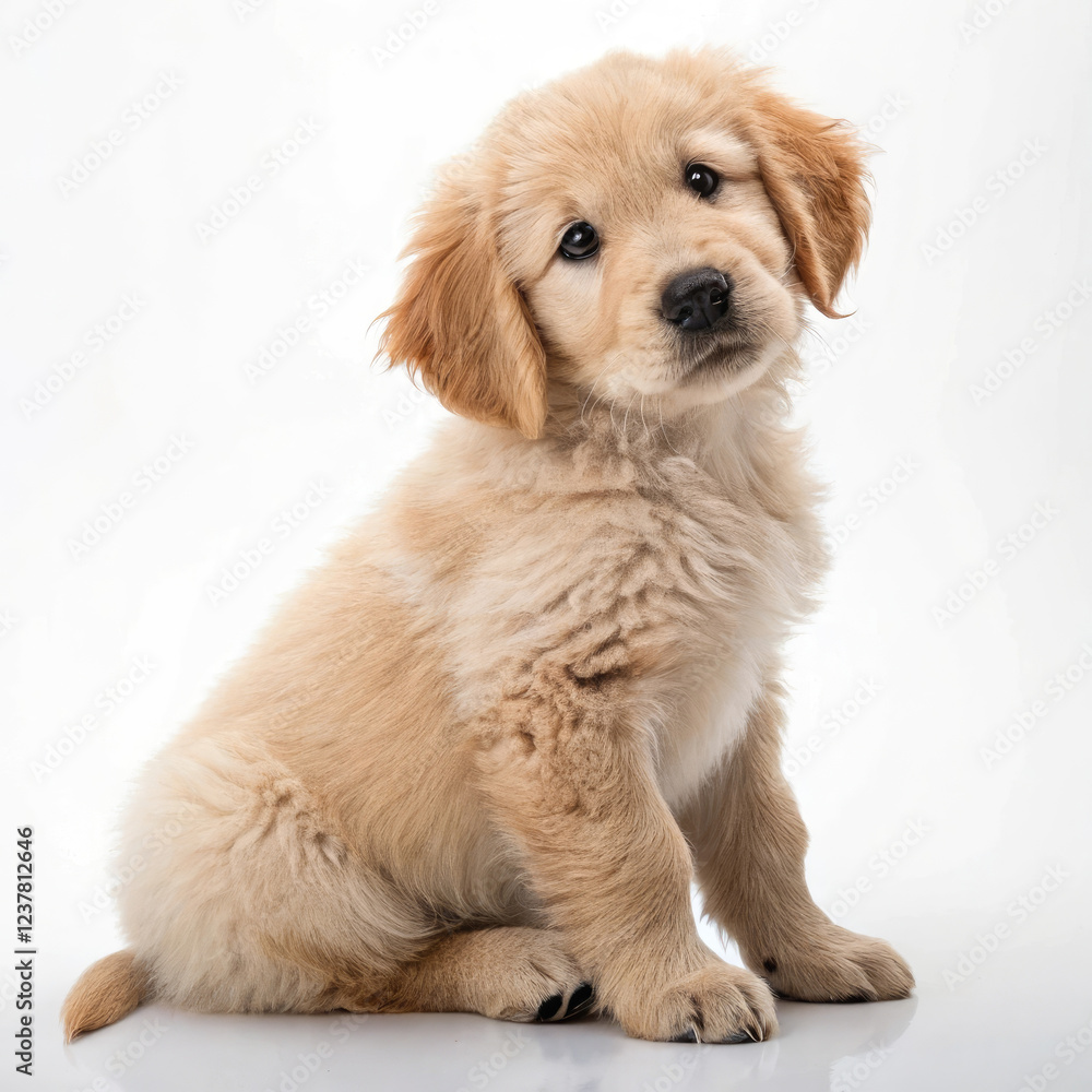 golden retriever puppy on white background golden retriever puppy on white background