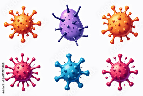 Colorful Virus and Bacteria Icons – Microbiology & Health Concept vector