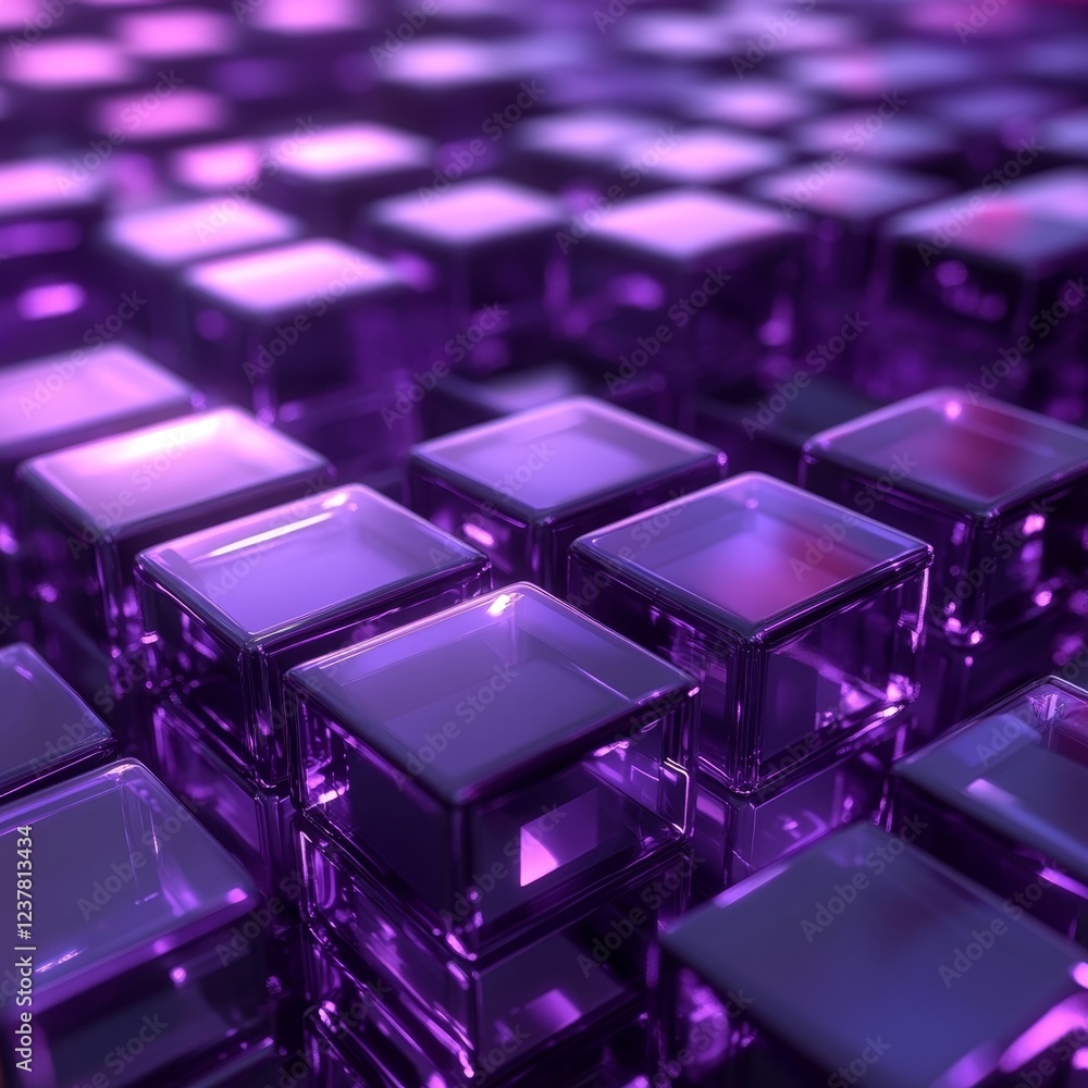 Abstract purple cubes, futuristic design, 3d render, Generative AI Abstract purple cubes, futuristic design, 3d render, Generative AI