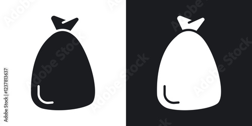 Trash bag icons in solid black and white collection