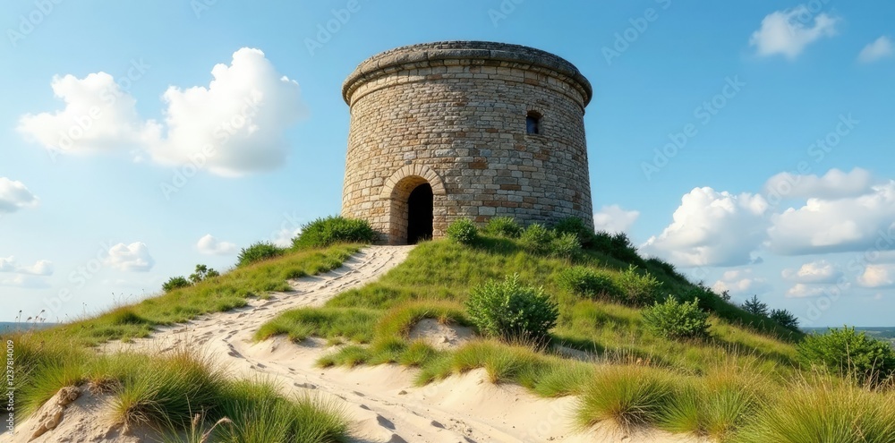 Turm aus nat?rlichen Steinen mit Sand in der Umgebung, Natur, Innenraum, Berg Turm aus nat?rlichen Steinen mit Sand in der Umgebung, Natur, Innenraum, Berg