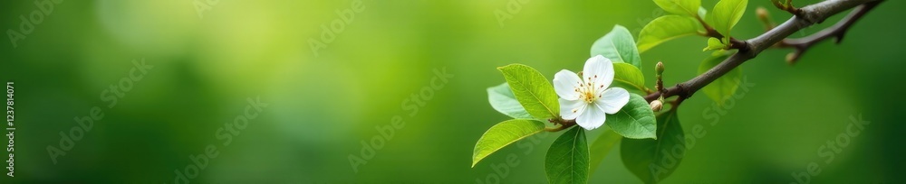 A single white jasmine bloom on a lively green branch amidst other flowers, flower, nature, branch A single white jasmine bloom on a lively green branch amidst other flowers, flower, nature, branch