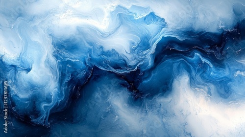 Wallpaper Mural Blue Abstract Fluid Art. Generative AI Torontodigital.ca