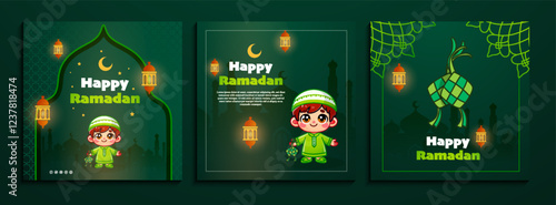 Happy Ramadan Kareem social media template islamic background for greeting