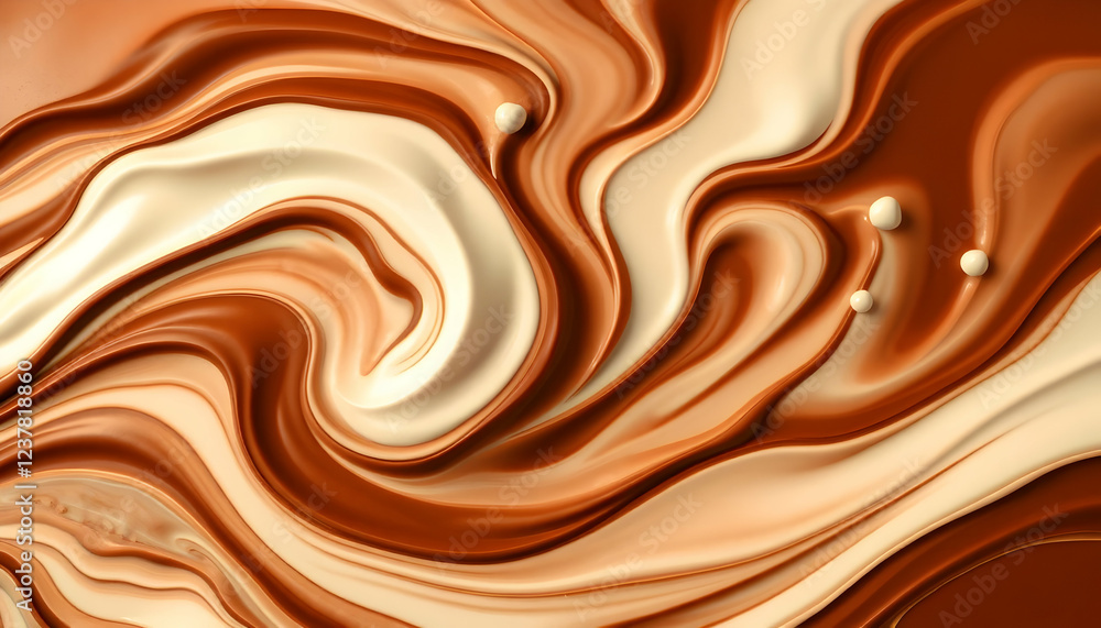 Liquid chocolate splash, creamy swirls, dynamic fluid motion, rich brown tones, white background, high-contrast, glossy surface, abstract art, photorealistic render, closeup detail, smooth textures, f Liquid chocolate splash, creamy swirls, dynamic fluid motion, rich brown tones, white background, high-contrast, glossy surface, abstract art, photorealistic render, closeup detail, smooth textures, f