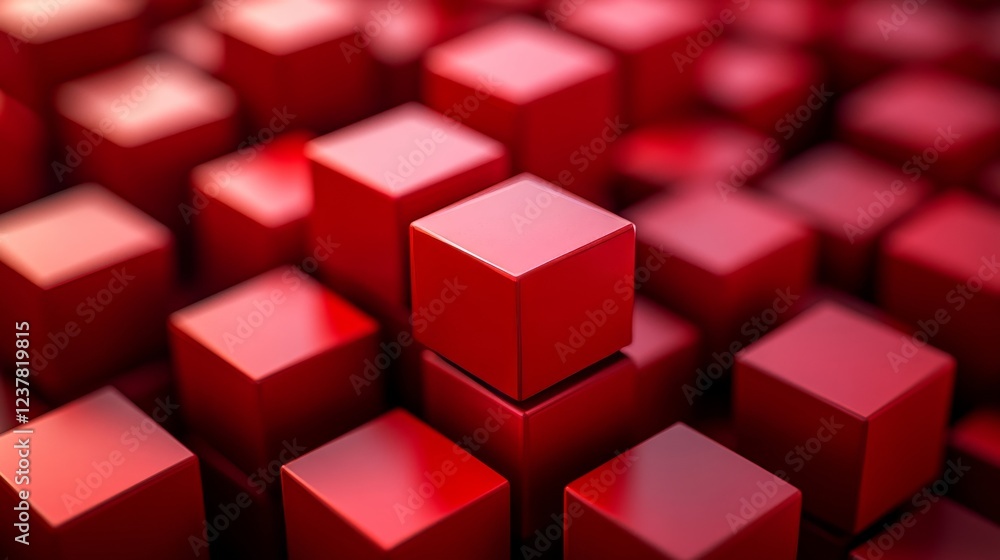Abstract red cubes, vibrant design, 3d render, Generative AI Abstract red cubes, vibrant design, 3d render, Generative AI