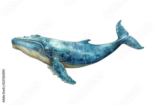 Blue whale watercolor artwork capturing the majesty of the ocean's largest creature photo