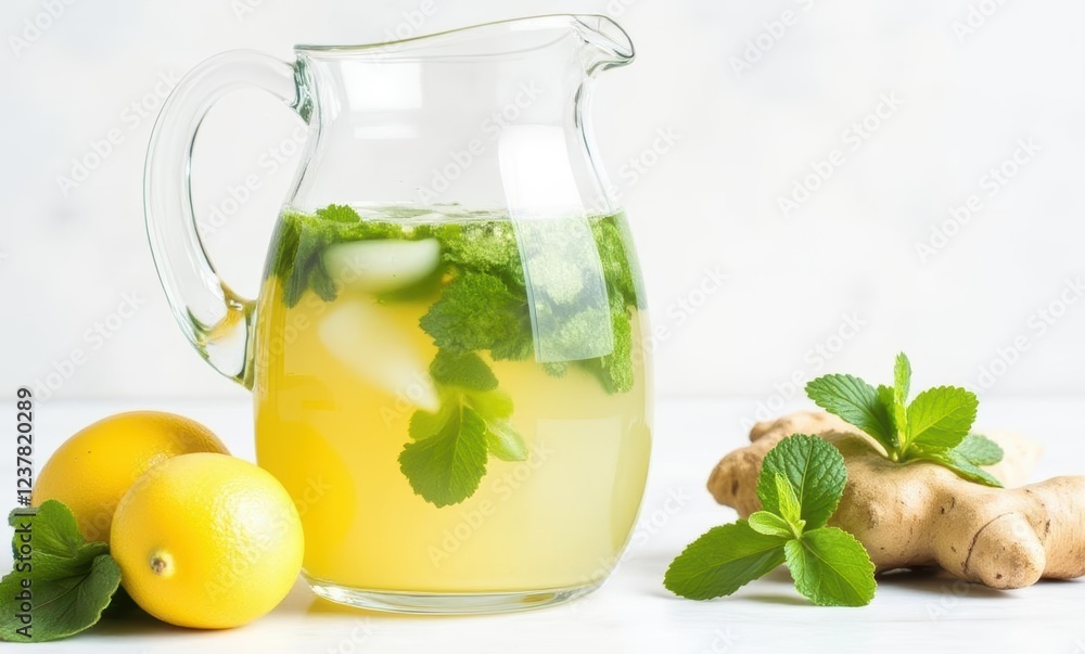 Refreshing ginger lemon mint drink Refreshing ginger lemon mint drink