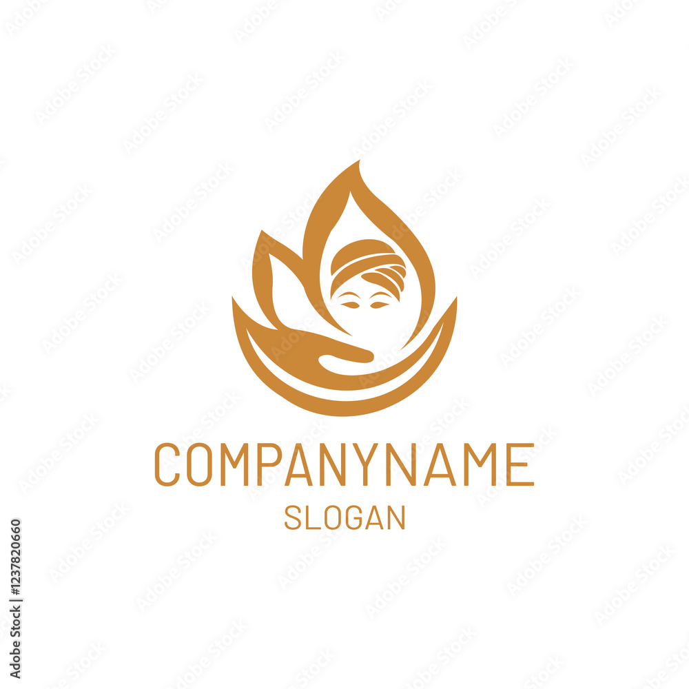 Logo for spa or yoga combined with leaves and face
Logo for spa or yoga combined with leaves and face