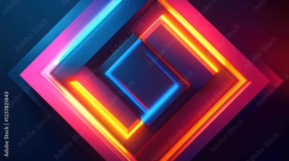 Neon geometric shapes glow, dark background, abstract art, digital design Neon geometric shapes glow, dark background, abstract art, digital design