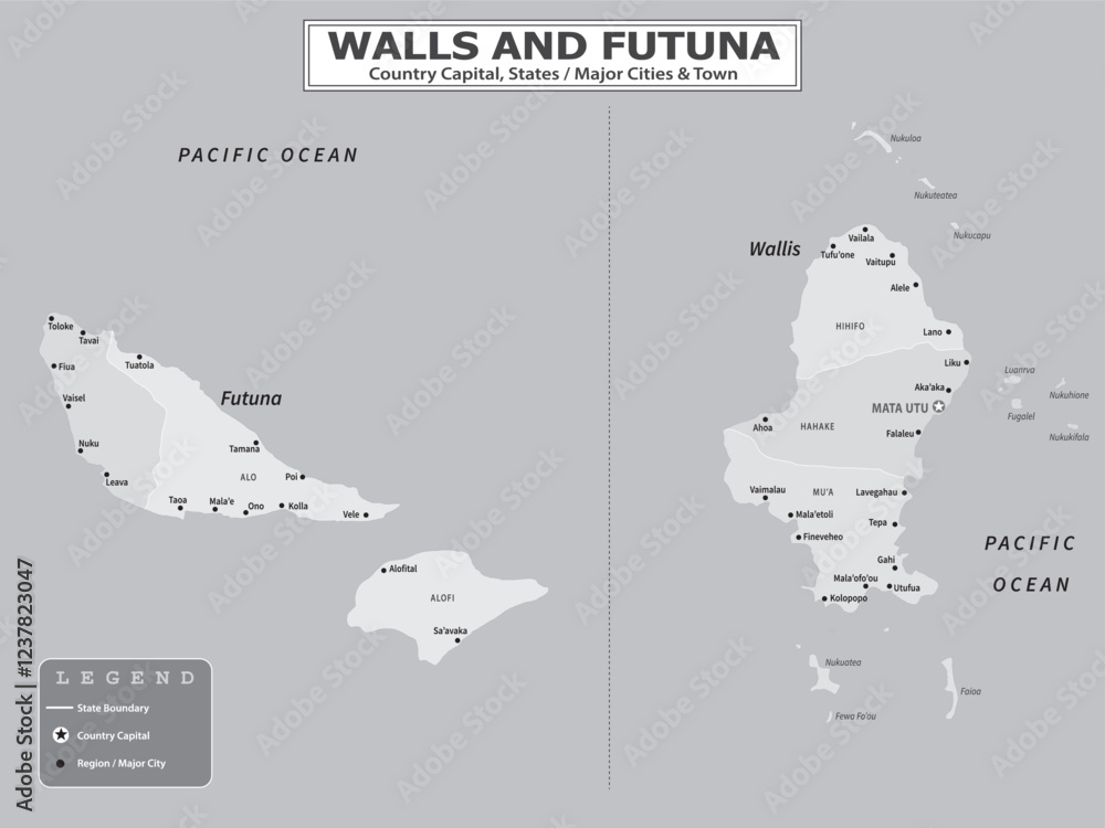 Fototapeta premium Australian Countries Geography Political map. Political map of country with capital, province or state capital, major cities and town.