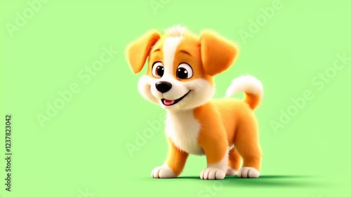 Happy cartoon puppy green screen animation