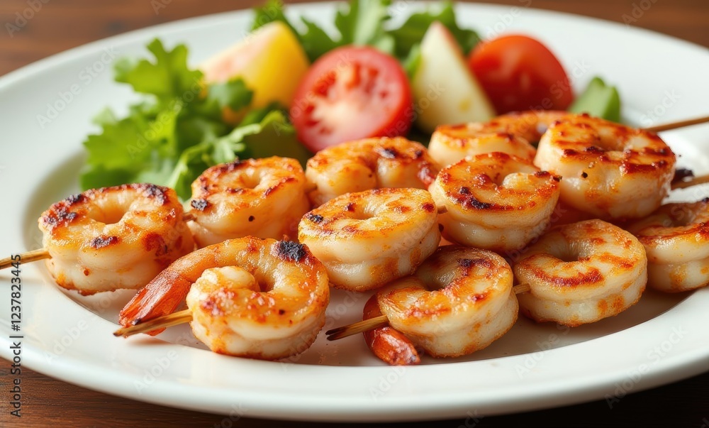 Grilled shrimp skewers with fresh vegetables Grilled shrimp skewers with fresh vegetables