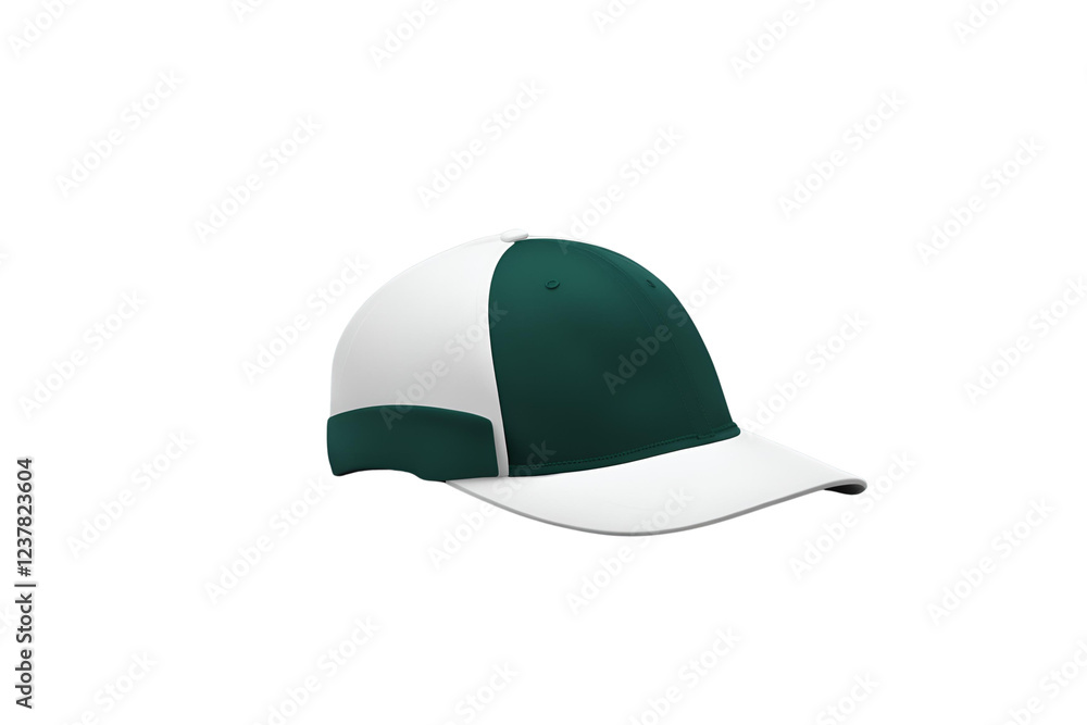 Fototapeta premium Minimalist Dark Green Cap on White Background, Modern Flat Lay Design
