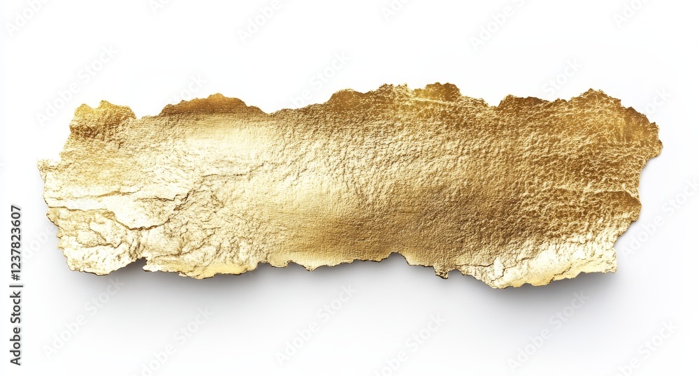 Torn gold foil banner, isolated, white background, design element Torn gold foil banner, isolated, white background, design element