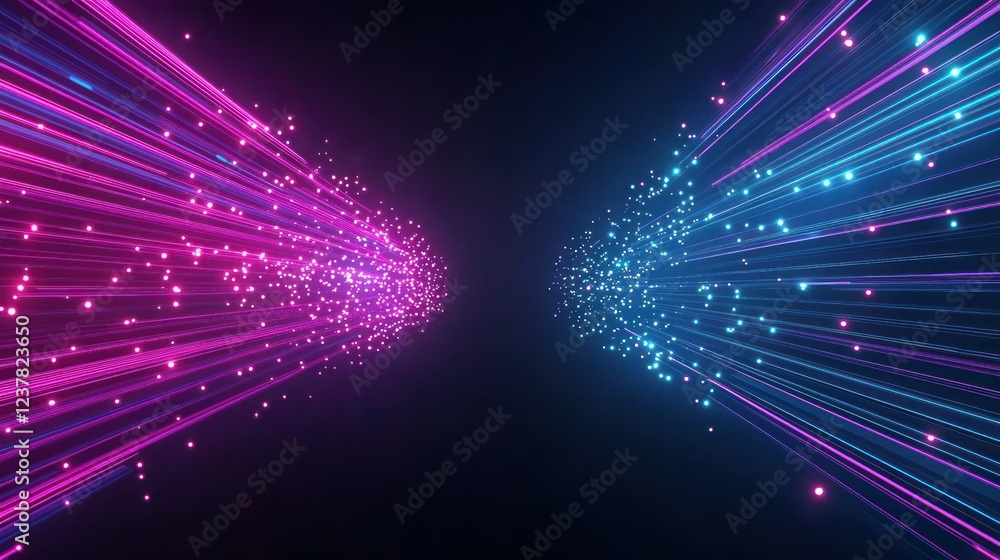 Fototapeta premium Abstract Purple And Blue Particle Light Streaks Background