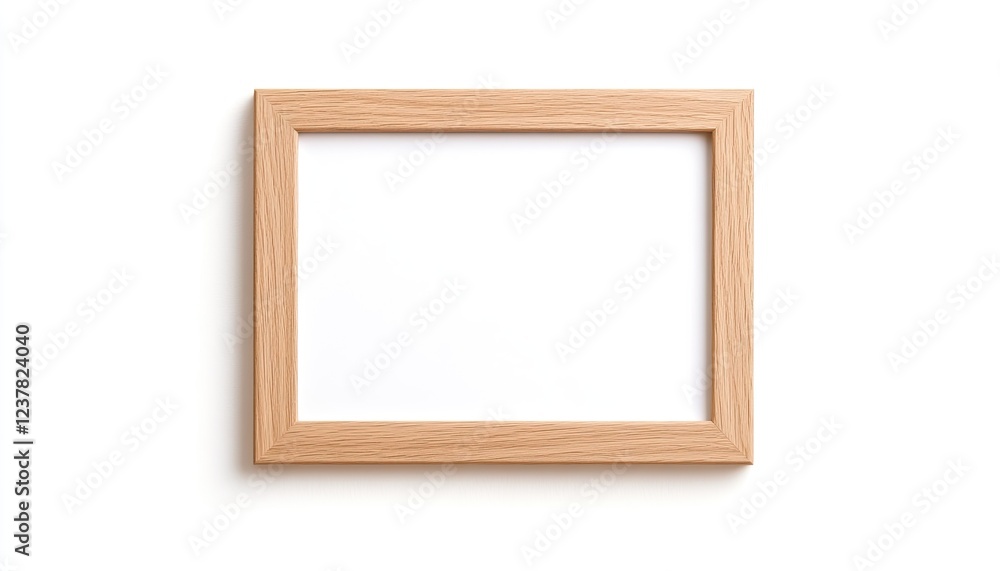 Empty wooden frame on a white background, ideal for showcasing art or photographs Empty wooden frame on a white background, ideal for showcasing art or photographs