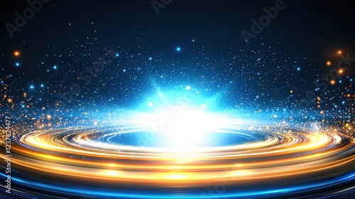 Abstract Glowing Light Trails Swirling Energy Cosmic Nebula