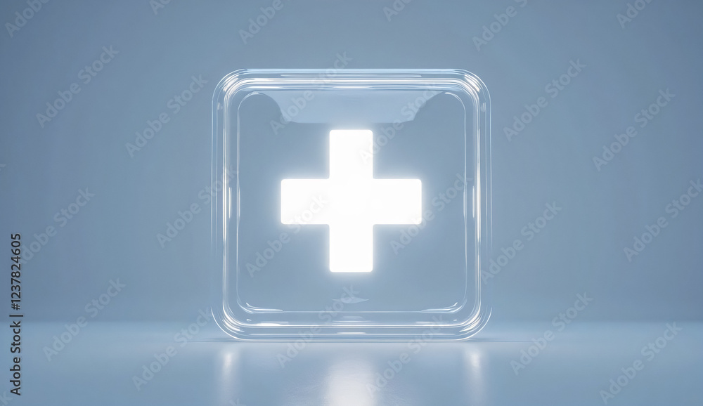 Glowing First Aid Symbol on a Minimalistic Background for Health and Safety Ads Glowing First Aid Symbol on a Minimalistic Background for Health and Safety Ads