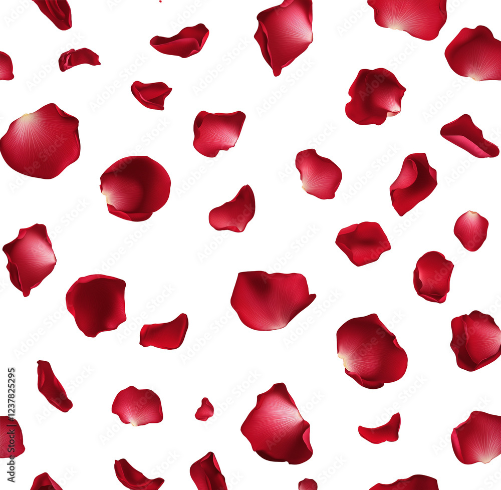 Red rose flower petal collection isolated on a flat background. Red rose flower petal collection isolated on a flat background.