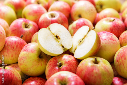 fresh ripe red apples as background