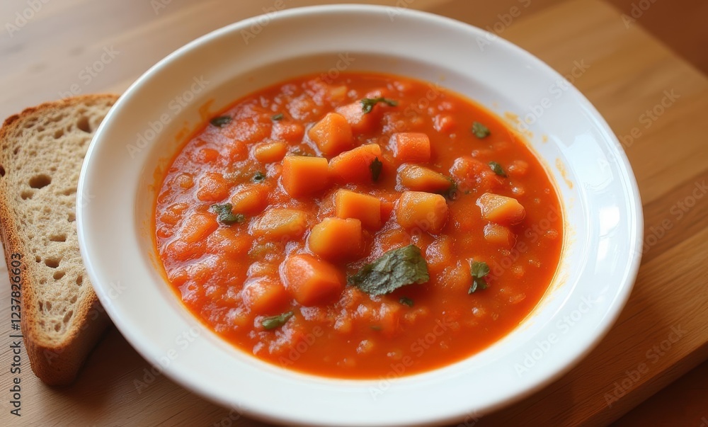 Colorful vegetable soup with bread Colorful vegetable soup with bread