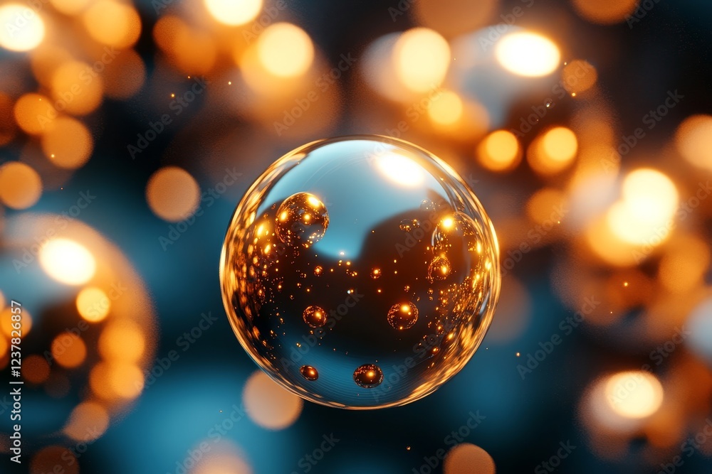 Abstract gold spheres, colorful design, 3d render, Generative AI Abstract gold spheres, colorful design, 3d render, Generative AI