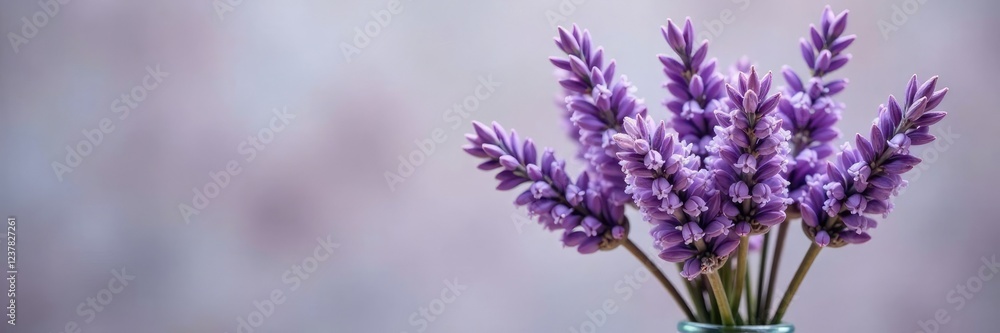 Obraz premium Softly puffed dried lavender blooms in a vase, decorative arrangements, dried flowers for decoration