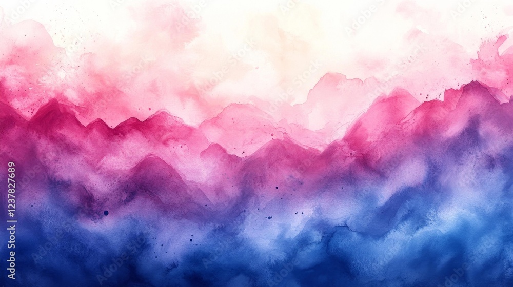 Obraz premium Watercolor Mountain Landscape with Soft Colors. Generative AI