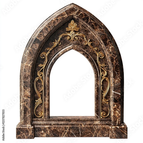 Elegant Marble Archway with Gold Accents