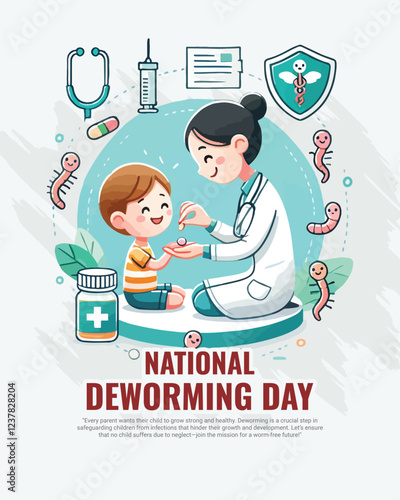 National Deworming Day on February 10 Child Health Day in India social media post banner template