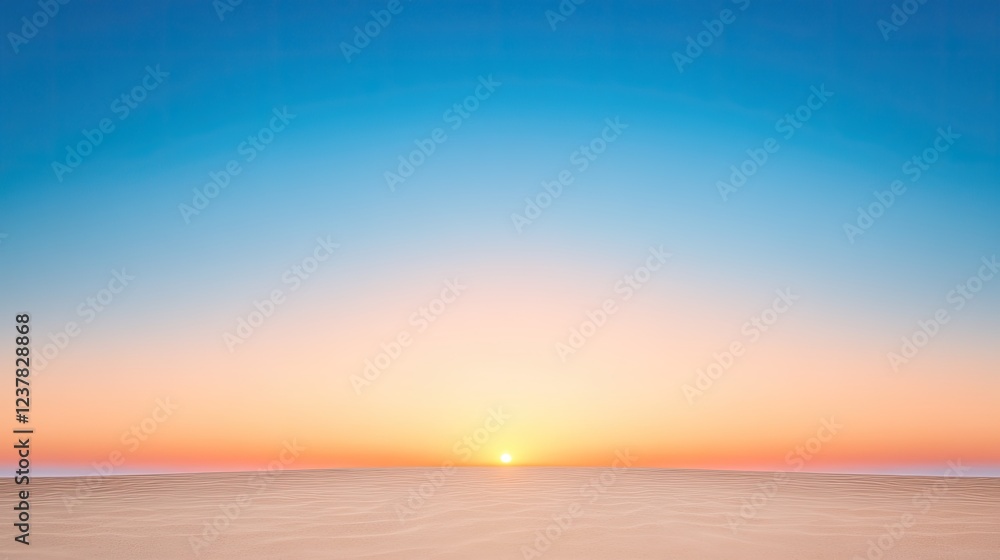 Obraz premium Serene sunset over a calm horizon, showcasing vibrant colors blending in the sky