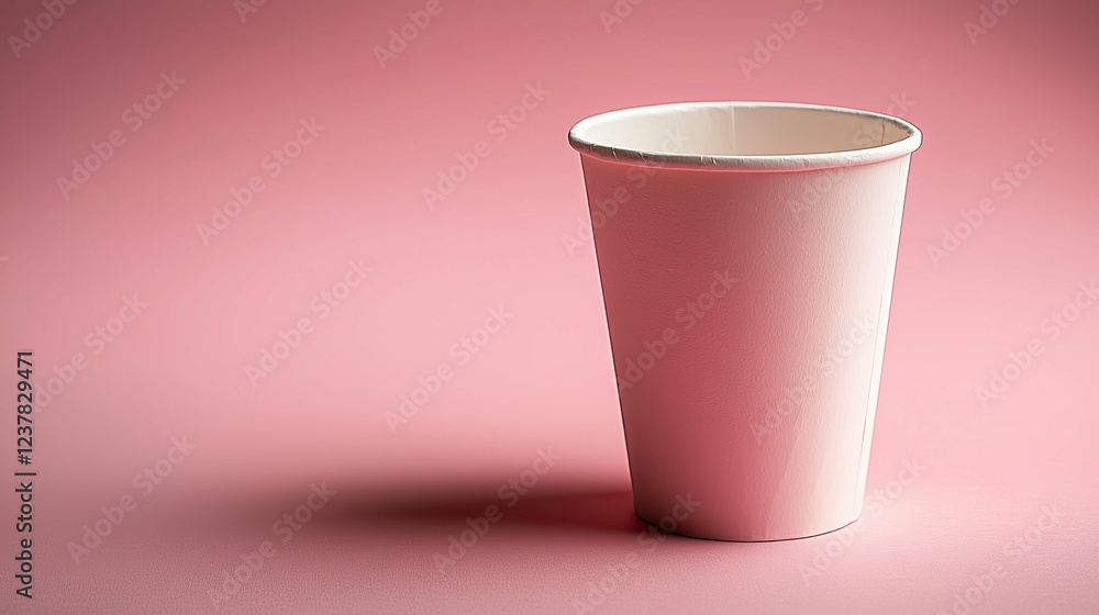Pink Paper Cup on Pink Background: Minimalist Product Photography Pink Paper Cup on Pink Background: Minimalist Product Photography
