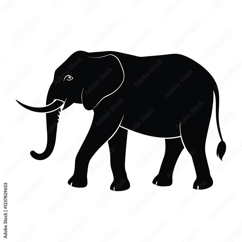 Fototapeta premium elephant silhouette isolated on white vector illustration