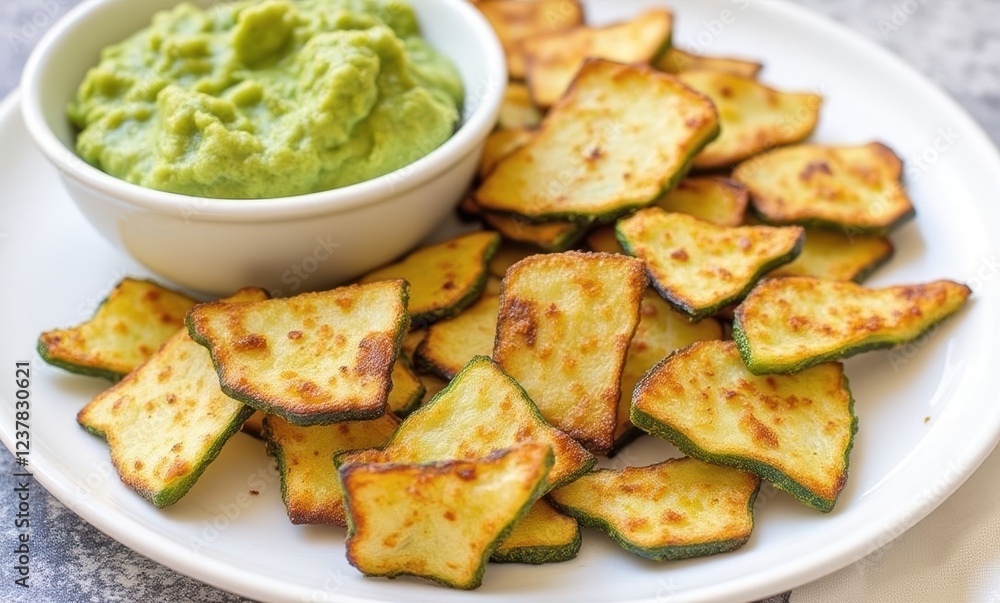 Crunchy baked zucchini chips with dip Crunchy baked zucchini chips with dip