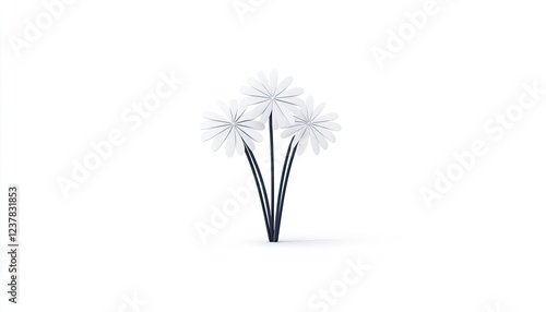 Wallpaper Mural Minimalist floral arrangement with three white flowers on a plain background, ideal for decor Torontodigital.ca