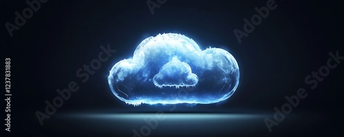 Ice blue translucent cloud icon with frosty highlights HD resolution
