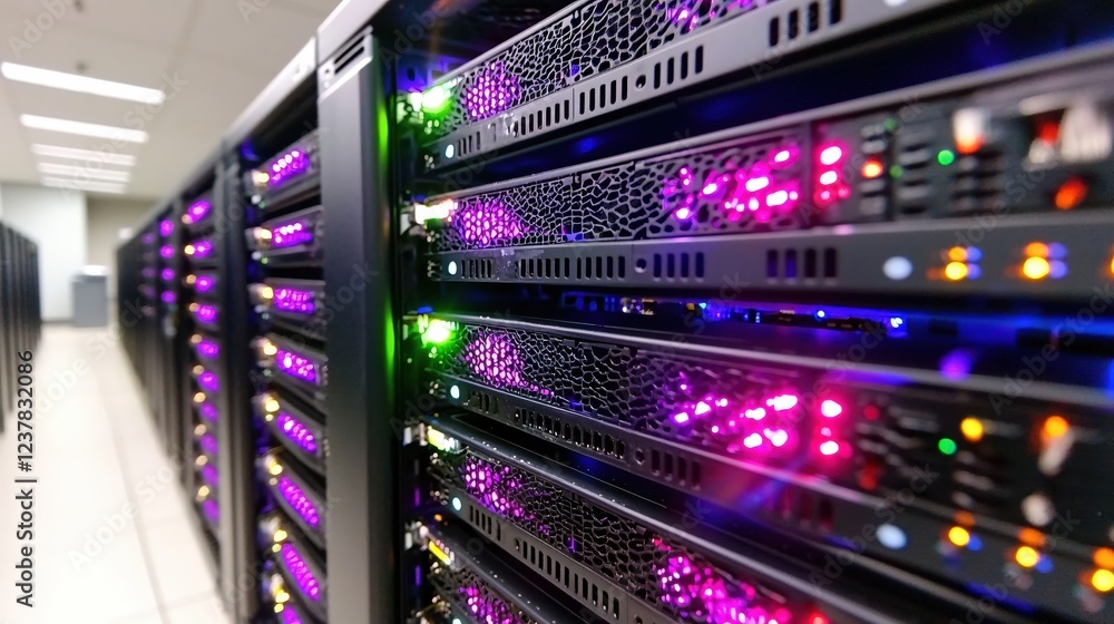 Fototapeta premium Modern Data Center Server Room Technology Powerful Network Infrastructure