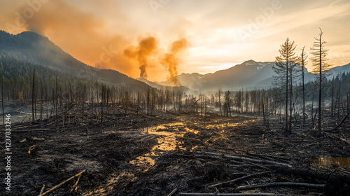 Wallpaper Mural A stunning mountain view is hidden by pollution, harming the environment. Torontodigital.ca