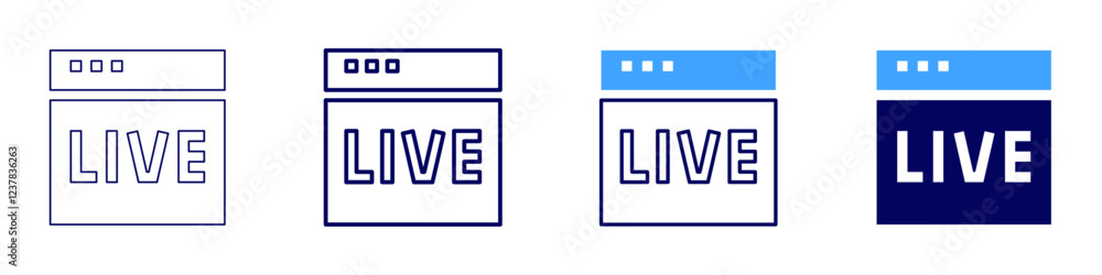 Live broadcast icon in 4 different styles. Thin Line, Line, Bold, and Bold Line. Duotone style. Editable stroke Live broadcast icon in 4 different styles. Thin Line, Line, Bold, and Bold Line. Duotone style. Editable stroke