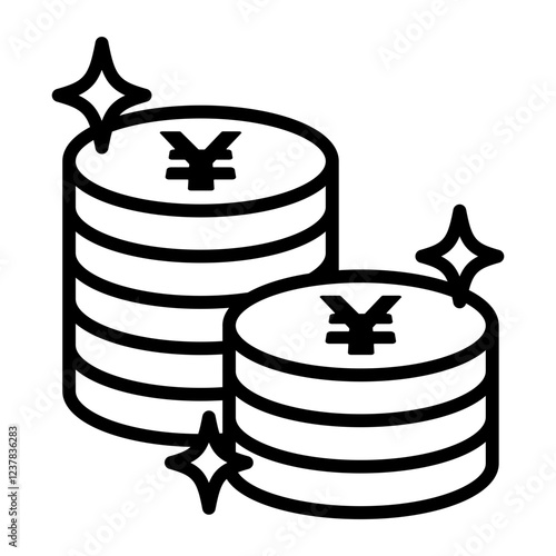 Icon of a pile of yen coins. The coins are shiny.
