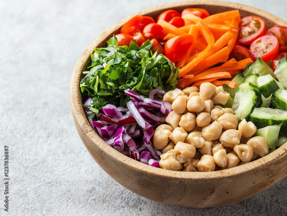 Balanced diet concept, vibrant meal bowl with fresh organic ingredients Balanced diet concept, vibrant meal bowl with fresh organic ingredients