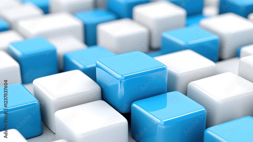 Obraz premium Abstract Blue and White Cubes Modern Design Background