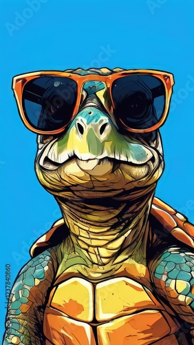 AI Image Generator, Cool Cartoon Turtle Wearing Sunglasses